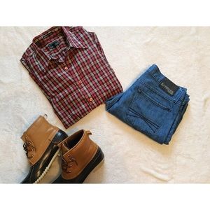 Aldo Romano sz M VINTAGE plaid button up EUC